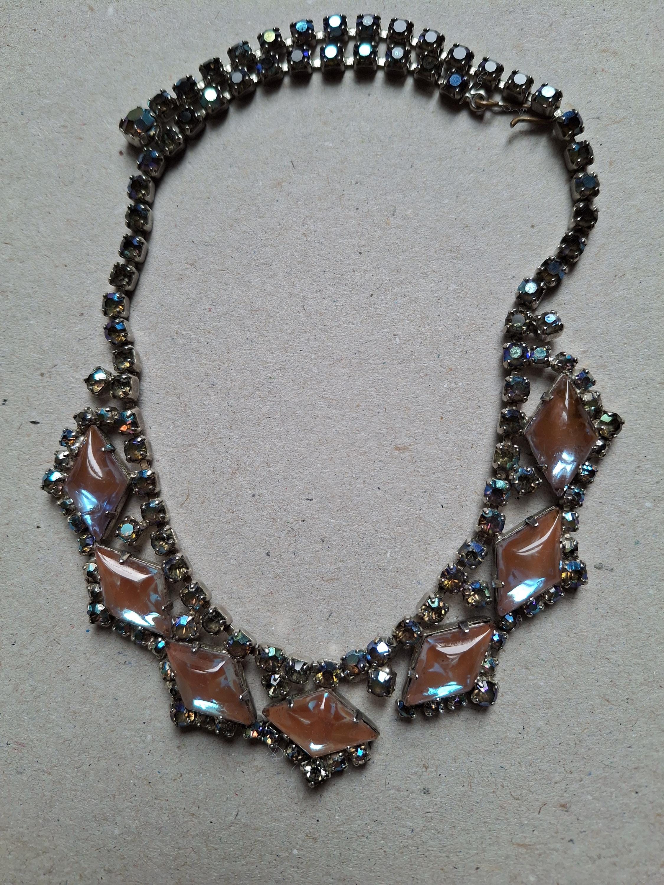 Collier Négligé Antique En Saphiret - XIXe Siècle - Plaqué Or - Bijou Rare Et Ancien