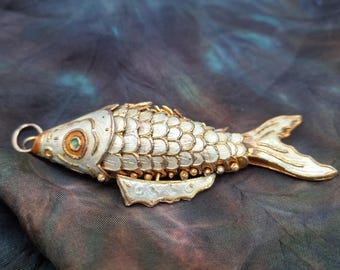 関節のある魚、ヴィンテージネックレス、ヴィンテージジュエリー、魚の