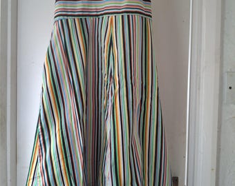 Halter neck dress, vintage dress, 1970s dress, candy stripes dress, women's vintage dress, 1970s dress, vintage tea dress, summer dress,