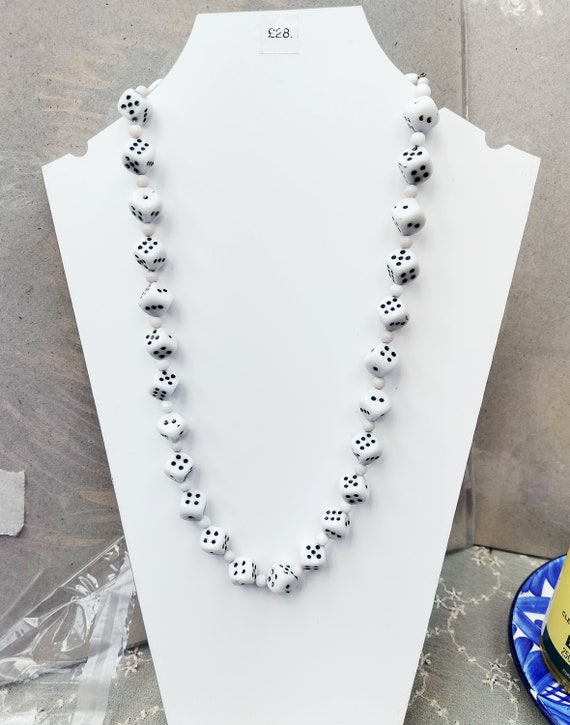 Antique dice necklace, art deco jewellery, Czech glas… Gem
