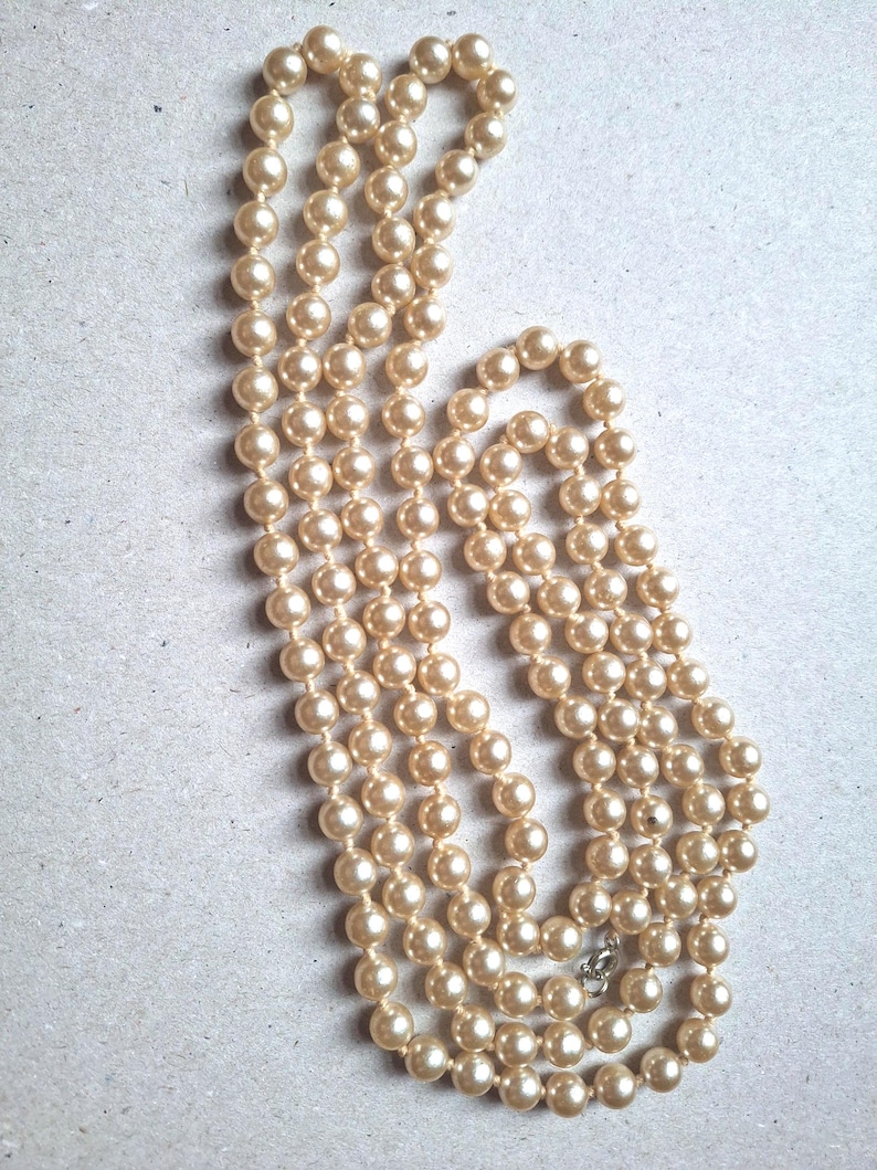 Vintage Cream Pearl Necklace, Long Flapper Style, 1930s Pearls - Etsy