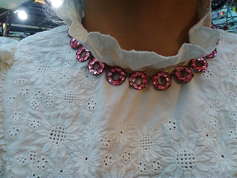 Antique Art Deco Vauxhall Glass Necklace, Pink Hoops, 1920s Jewellery ...