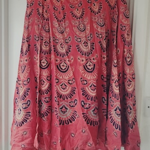 Wraparound skirt, vintage clothing, red skirt, vintage skirt, red cotton skirt, boho skirt, hippie skirt