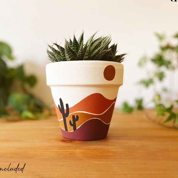 Hand Painted Planter | Arizona Desert Cacti | Terracotta Pot | Clay Pot | Boho Decor | Home Decor | Indoor Planter | Gifts for Her