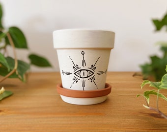 Hand Painted Planter | The Evil Eye | Terracotta Pot | Clay Pot | Boho Decor | Home Decor | Indoor Planter | Flower Pot | Gifts for Her