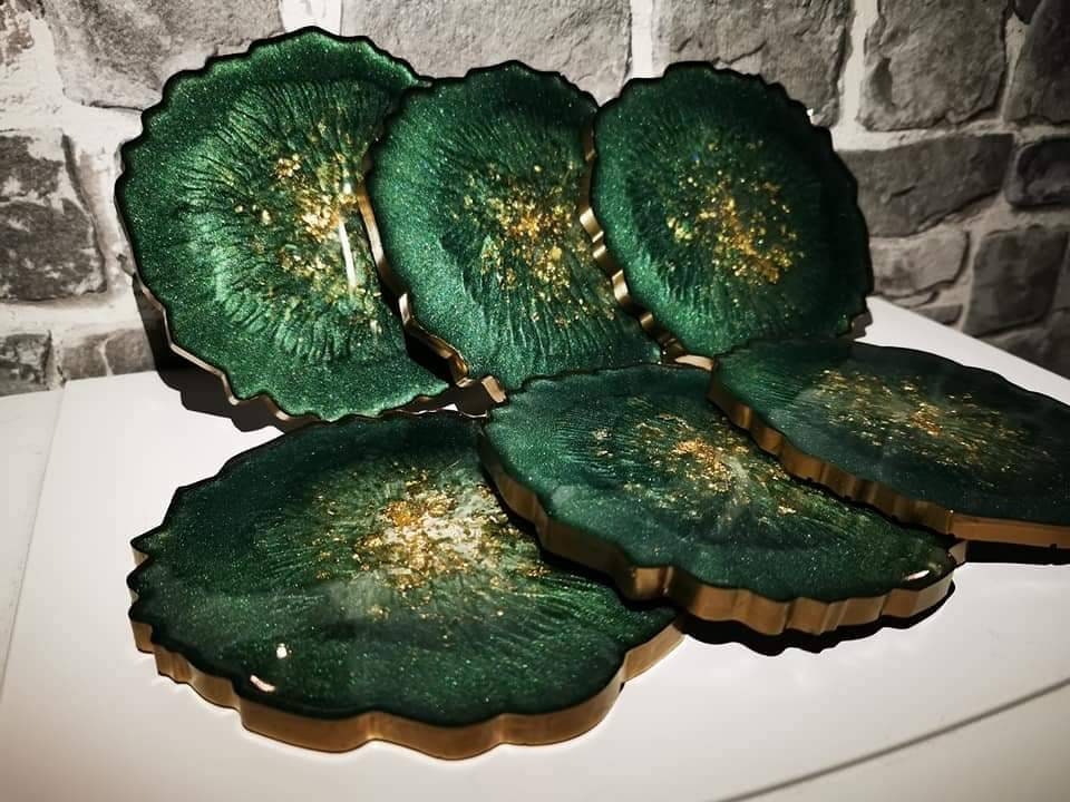 Emerald Green Resin Coasters | coasters | homemade | wedding favours …