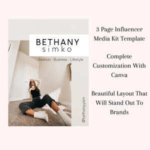 3 Page Media Kit Template | Influencer Media Kit | Blogger | Instagram Influencer | Professional | Canva Template