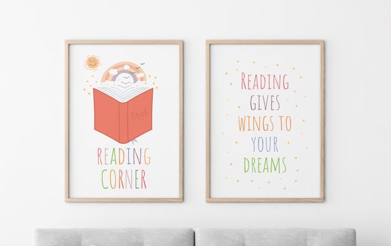 Reading Corner, Educational Posters, Homeschool Wall Decor, Classroom Decor, Playroom Wall Art, Montessori Poster
