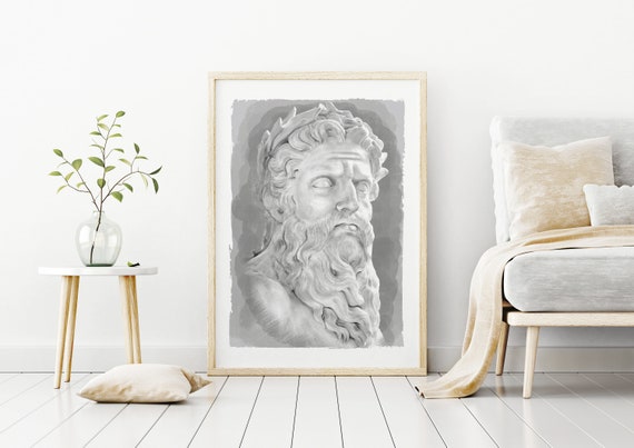Zeus poster, Greek mythology, Jupiter god, King of gods, Roman pantheon, God of thunder, Olympian gods