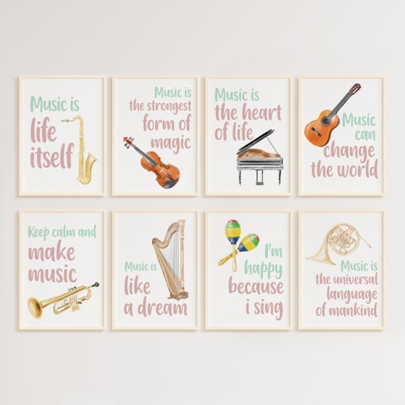 Music Quotes - Music Instruments, Perfect for Music Education and Classroom Decor- Music Watercolor
