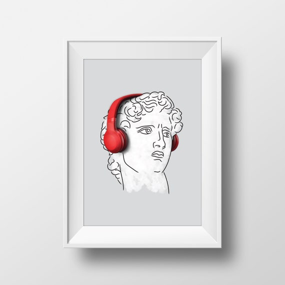 David Poster, Rome statue, David print, Greek mythology art, Bust statue