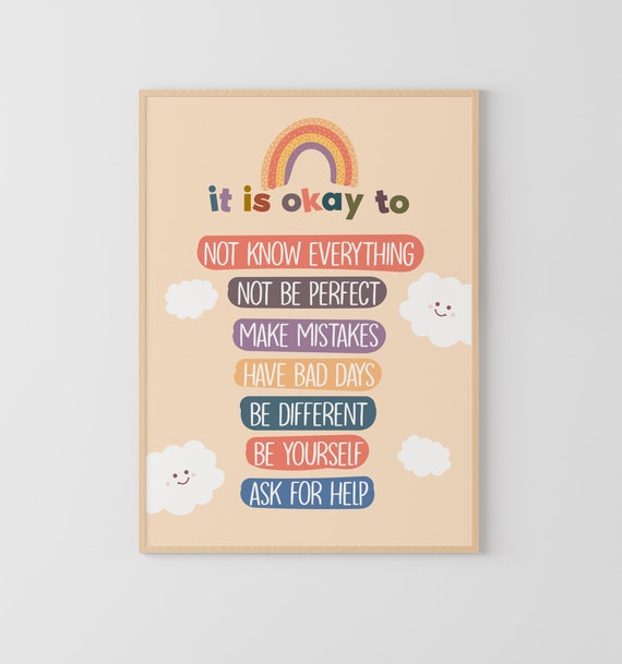 Emotional Learning Poster, Montessori Classroom Decor, Calm Down Corner - It's Okay to Feel, Educational Emotion Poster for Kids