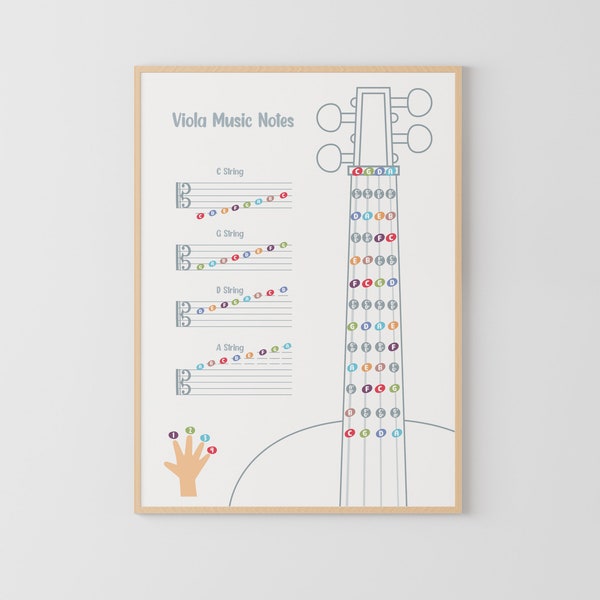 Viola Music Notes Poster, Music Education, Viola Theory, Music Note Value, Music Classroom, Music Theory, Montessori Poster, Viola lesson