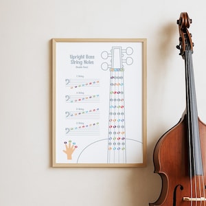 Upright Bass Fretboard Chart Poster: Music Classroom Wall Art (Digital Download)