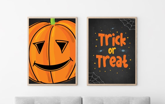 Halloween Poster | Trick or Treat  | Children’s Halloween Art for Home & Kids' Room Decoration