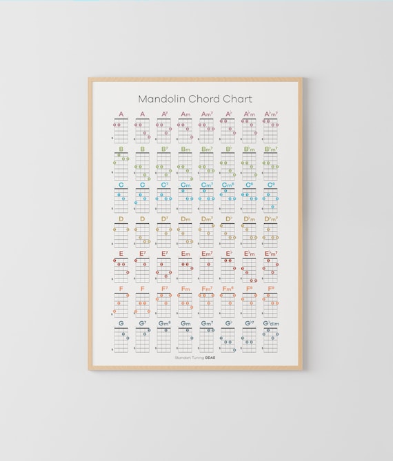 Mandolin Chords Poster, Mandolin Lesson, Music Education, Fingering Chart