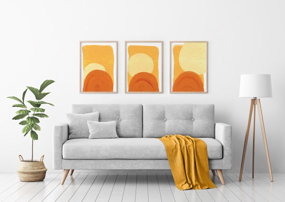Mustard Yellow Sunrise Print Set, Mustard Wall Art, Yellow Wall Art