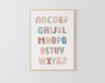 Neutral Alphabet Poster: ABC Print for Kids Room, Nursery Decor (Digital Download)