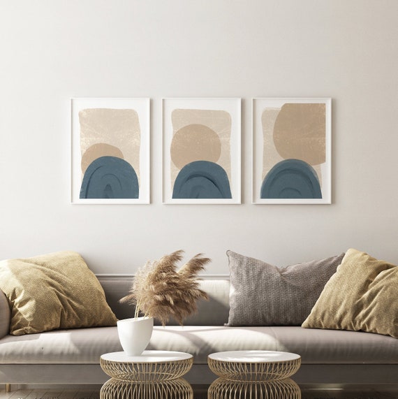 Chic Boho Abstract Art Set - 3 Digital Prints, Modern Bohemian Wall Decor, Printable Abstract Posters, Stylish Home Artwork