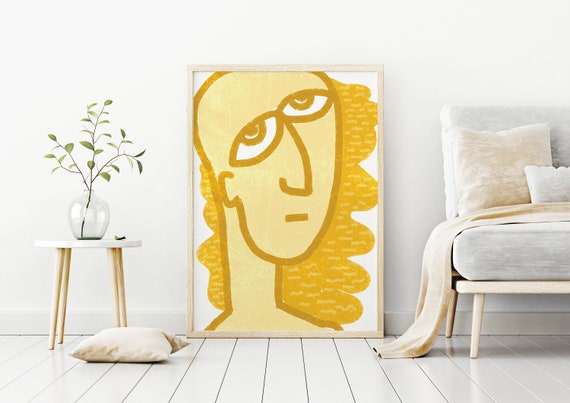 Mustard Yellow Print, Modern Art Print, Art Printable, Mid Century Modern