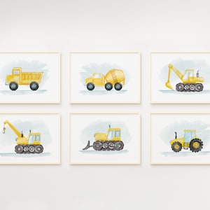 Construction Vehicle Prints: Set of 6, Boy Nursery Decor (Digital Download)