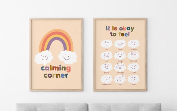 Calming Corner Print - "It Is Okay To Feel" Emotional Learning Poster for Classroom, Home Education & Therapists