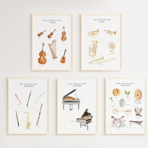 Music Instruments Families Poster, Educational poster, Piano Room, Music Theory, Music Education, Montessori Poster