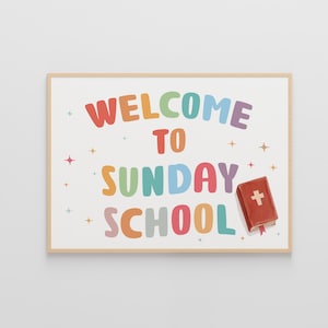 Benvenuti alla scuola domenicale, educazione cristiana, versetti biblici per l'asilo nido, scuola cattolica, pacchetto per la classe cristiana, istruzione parentale, stampe cattoliche