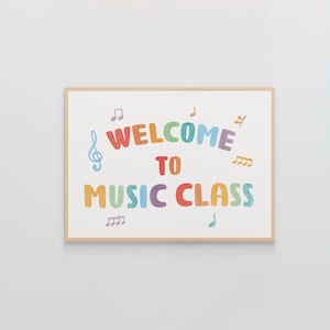 Bienvenidos a la clase de música, póster para el aula de música, letrero para el aula, letreros para el profesor, póster Montessori