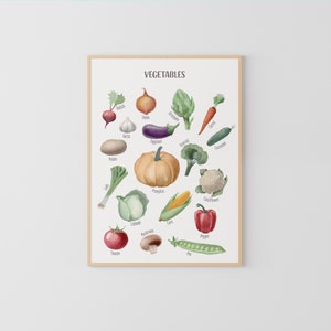 Gemüse Poster, Klassenzimmer Dekor, Lerndruck, Regenbogen Gemüse lernen, Montessori Dekor