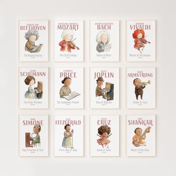 12 Famous Musicians Poster Set, Diversity Poster, Music History, Classroom Decor