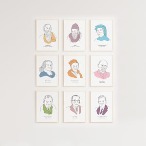 Póster de matemáticos famosos, arte para el aula de matemáticas, impresión educativa Montessori para espacios de aprendizaje