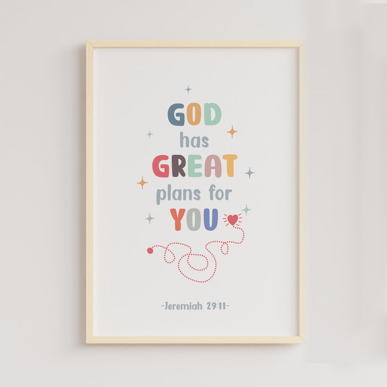Set of 6 Kids Bible Verses, Christian Education, Nursery Bible Verse