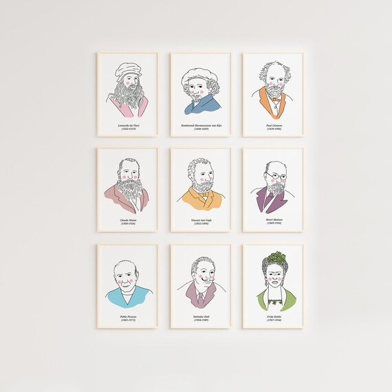 Famous Painters, Artists Portrait, Art Classroom, Educational Print, Montessori Poster, Home School Printable, Art Classroom