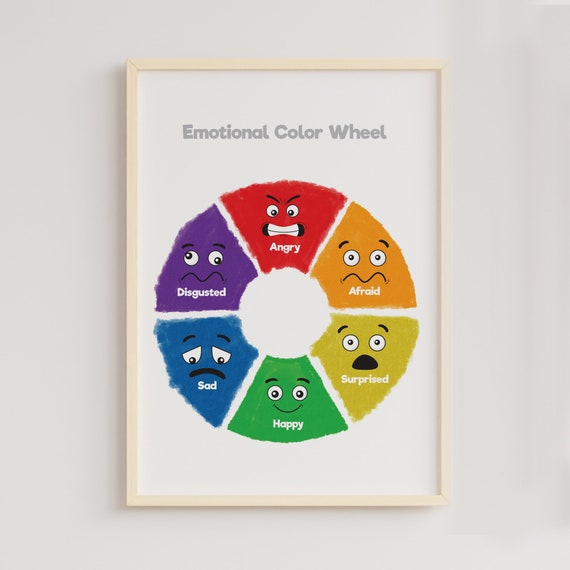 Emotional Color Wheel, Emotions Chart Poster, Feelings Chart Poster, Emotions Wheel Printable, Montessori Poster