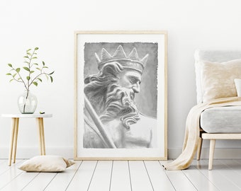Poseidon poster, Greek mythology, neptune god, god of sea, Olympian gods