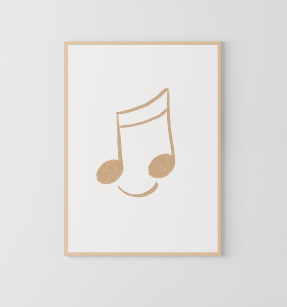 Music Poster - Happy Music Note Classroom Decor, Inspirational Wall Art for Music Rooms & Studios, Kids Room Decoration