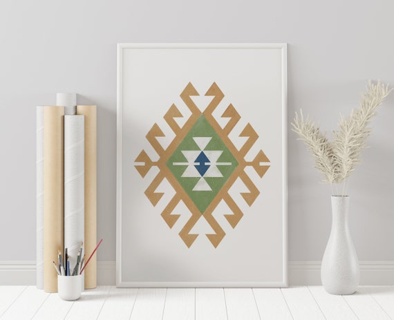 Kilim Motif Poster, Turkish Carpet, Anatolian Texture, Carpet Wall Art, Rug Print