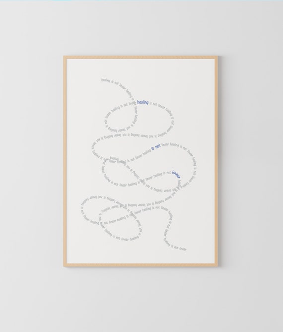 Healing Is Not Linear Poster, Counselor Office, Therapy Room, Mental Health