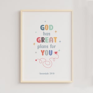 Kids Bible Verse Wall Art - Christian Classroom Decor, Sunday School & Homeschool Inspirational Prints, Catholic Teaching Aids