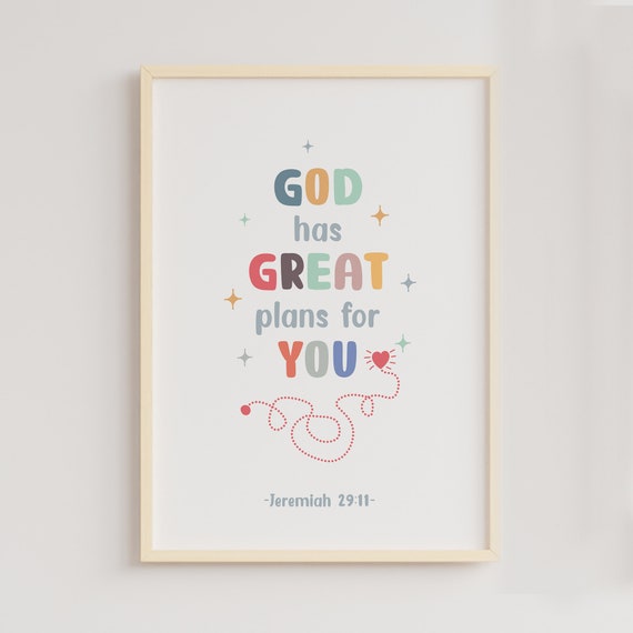 Kids Bible Verse Wall Art - Christian Classroom Decor, Sunday School & Homeschool Inspirational Prints, Catholic Teaching Aids
