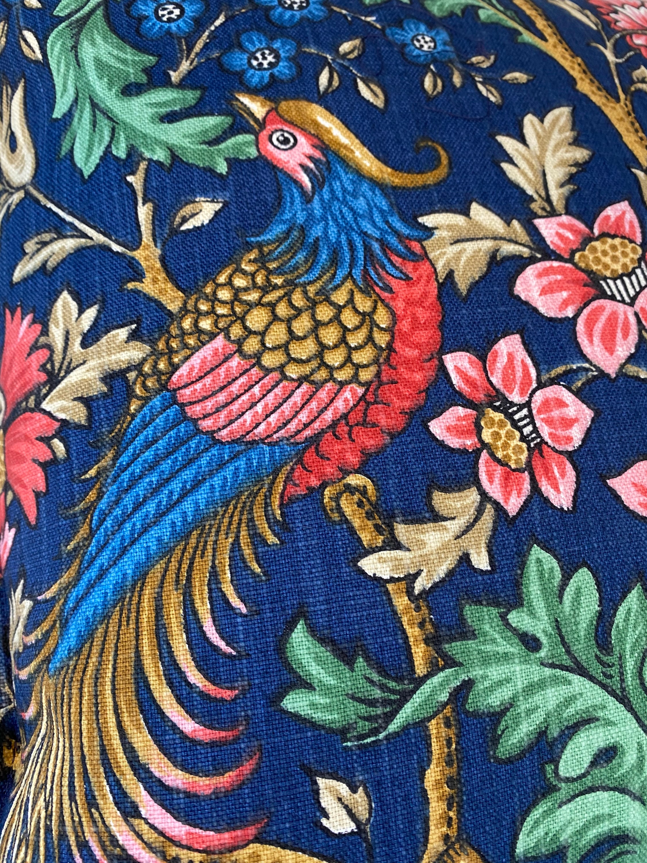Navy Peacock Floral Cushion Cover Etsy