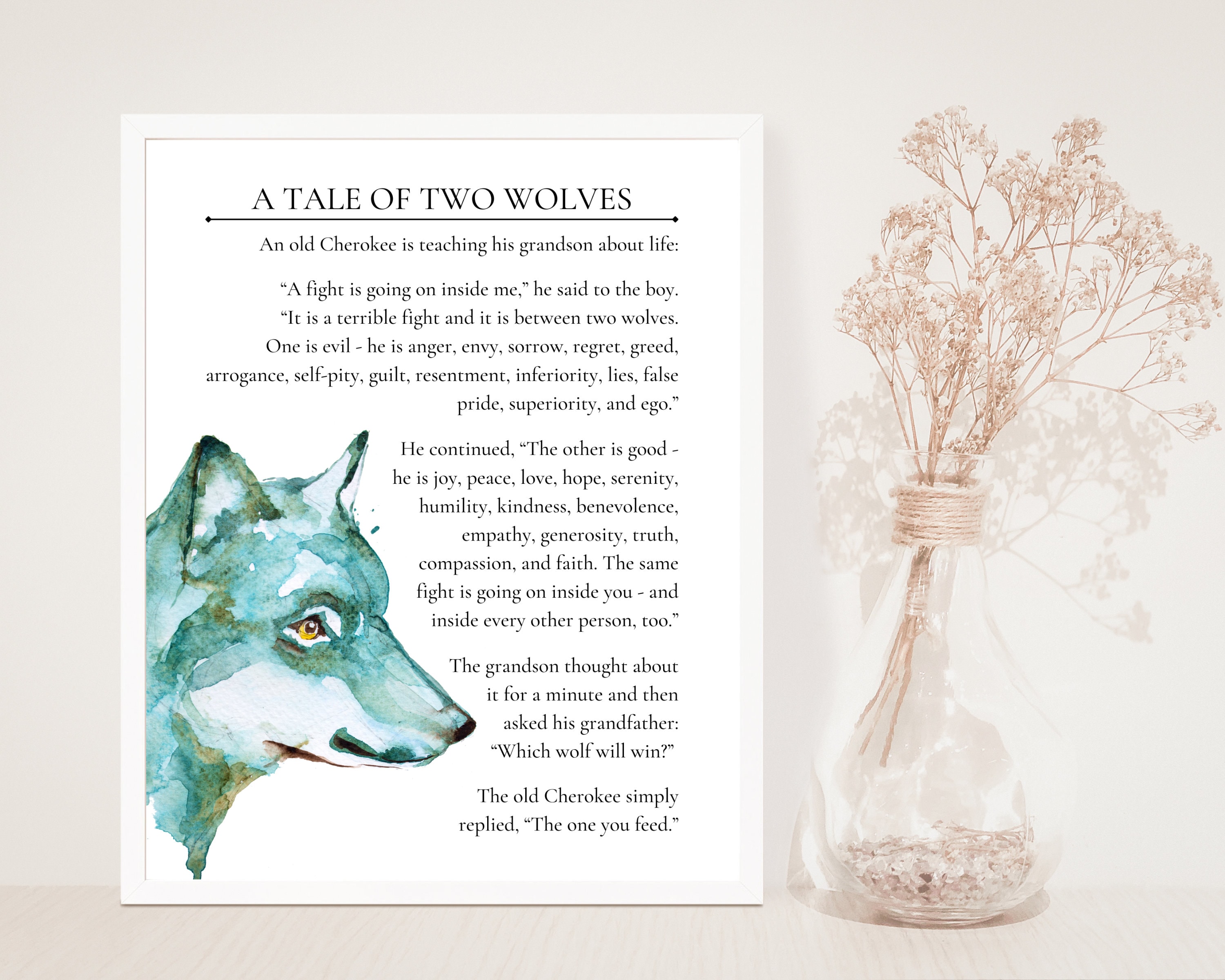 Tale Of Two Wolves A Tale of Two Wolves - Cherokee Teaching - Native American Parable ...
