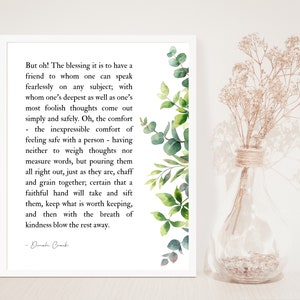 The blessing of friendship, Dinah Craik Friendship Print, Best Friends Gift, Inexpressible comfort of feeling safe with a person, Unframed