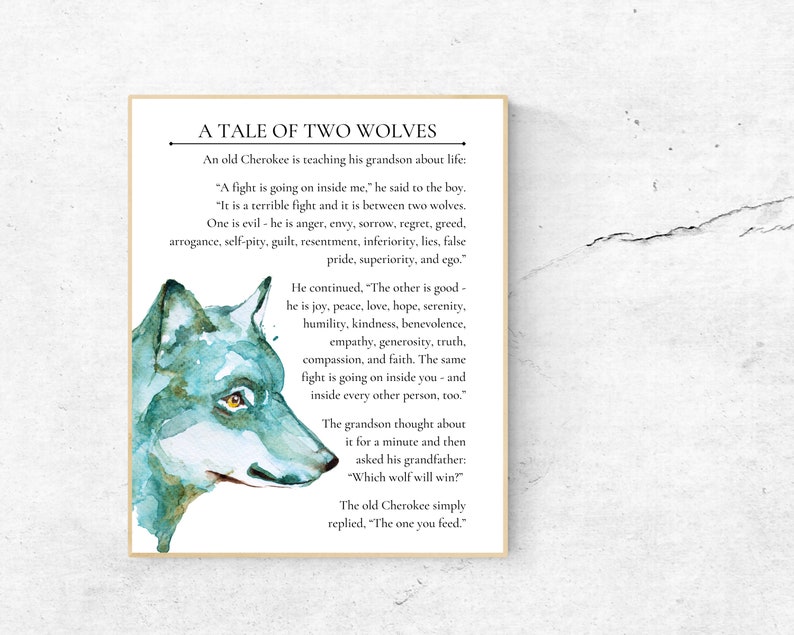 Tale Of Two Wolves A Tale of Two Wolves - Cherokee Teaching - Native American Parable ...
