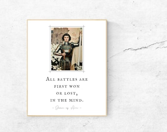 All battles are first won or lost in the mind, Joan of Arc, Albert Lynch Art Print, Saint Joan of Arc, Believe, Think Positive, Unframed