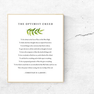 Christian D. Larson - the Optimist Creed - to Live Always in the Secret ...