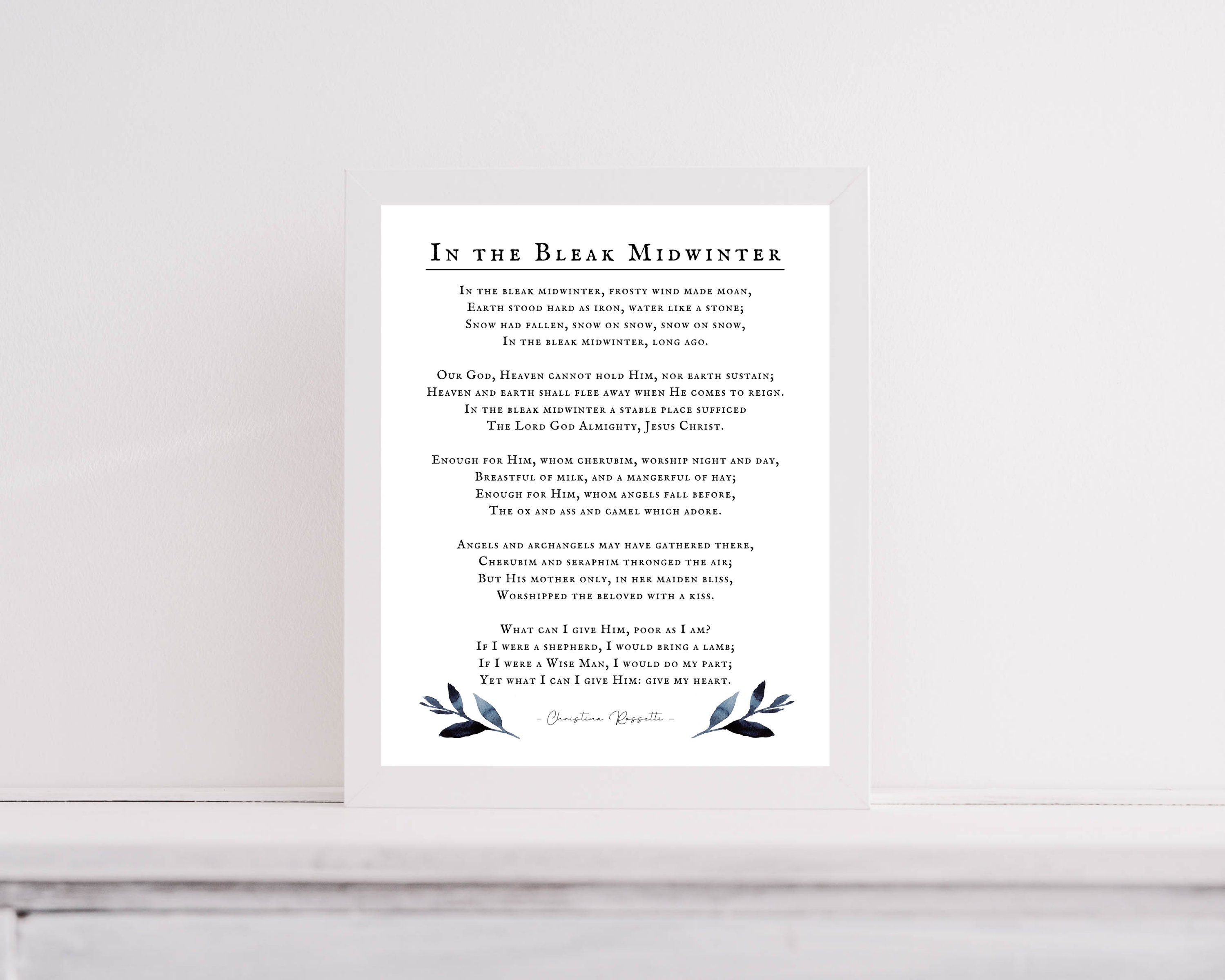 In The Bleak Midwinter Traduction In the Bleak Midwinter Poème complet Christina Rossetti - Etsy Canada
