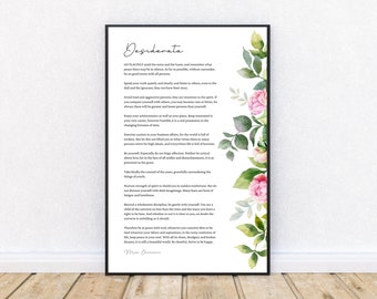 Desiderata, Max Ehrmann Quote, Go placidly amid the noise and haste, You are a child of the universe, Poetry Prose Poem, Things Desired