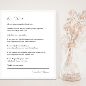 Kahlil Gibran, On Work, Work is love made visible, Unframed Typography Print